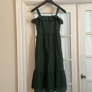 Loft Emerald Green Midi Dress. Size 2, Brand New